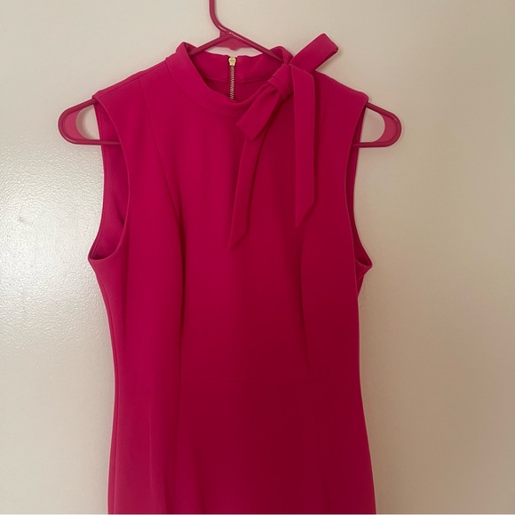Calvin Klein womens pink midi dress with bow - Picture 2 of 7